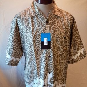 Designs for Him Aloha Shirt Green/Beige Size L